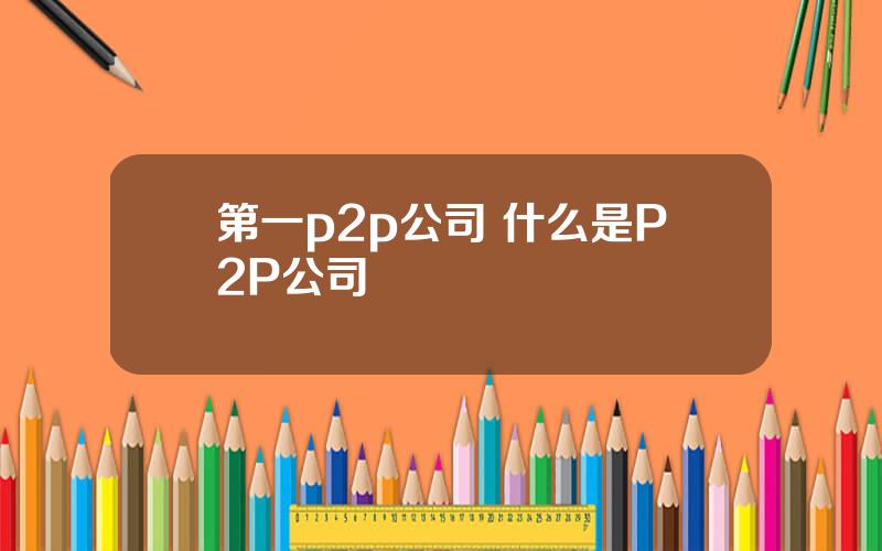 第一p2p公司 什么是P2P公司